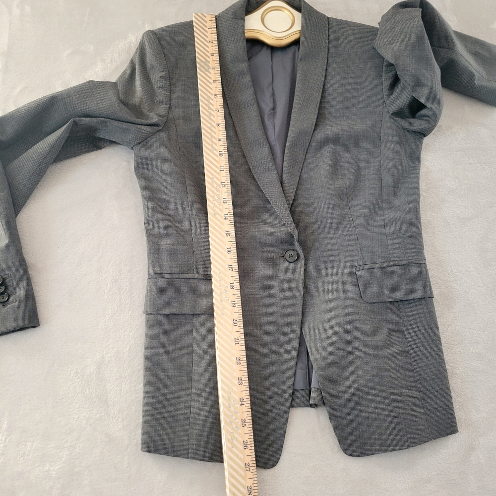 Ann Taylor Gray Micro Tooth One Button Blazer 8T (Tall) - Picture 7 of 13